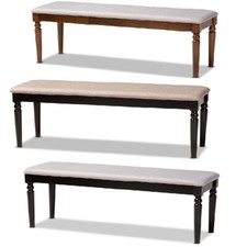 Dining / Entryway Piano Bench Gray or Tan Fabric Light Walnut or Dark Brown Wood