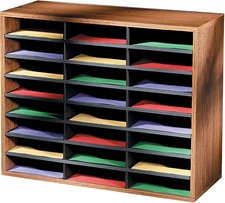 24-Compartment Literature Organizer, Letter Size, Medium Oak (25043)