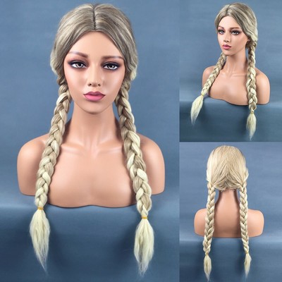 65cm Synthetic Hair Full Wigs Natural Long Braid Heat Resistant