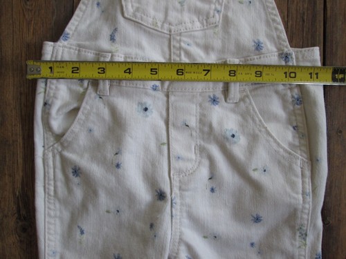 Old Navy Girls 4T (3T) Bibs Overalls White Ditsy Floral Denim Jean Cotton - Picture 3 of 9