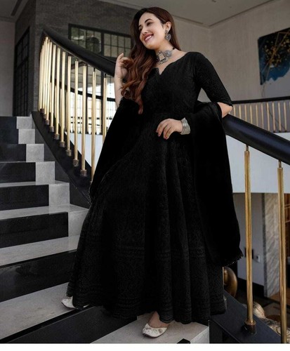 Women Black Partywear Gown Bollywood 