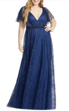 Mac Duggal Lace Flutter Sleeve Gown-Size 16W (Plus Size) - (LK #148 A)