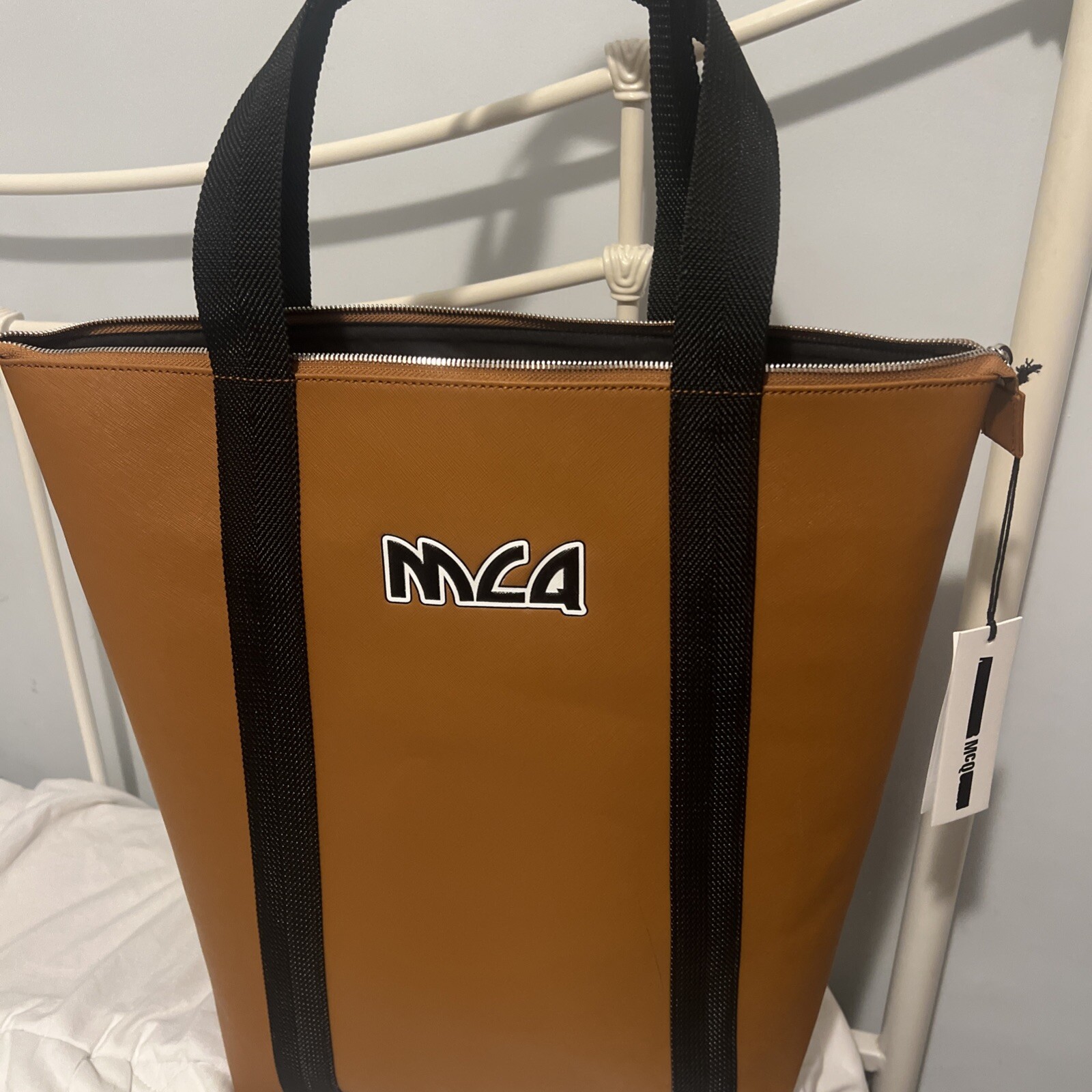 Alexander McQueen Large Tote Bag Brown Leather MCQ Logo Double Handle RRP £295