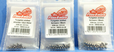 Tungsten Beads geschlitzt SCHWARZ Ø 2,3mm 2,8mm 3,3mm 3,8mm 4,6mm 20 Stück BEADS