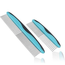 Pets First Set of 2 Stainless-Steel Pet Comb for Dogs & Cats 1 Large and 1 Small