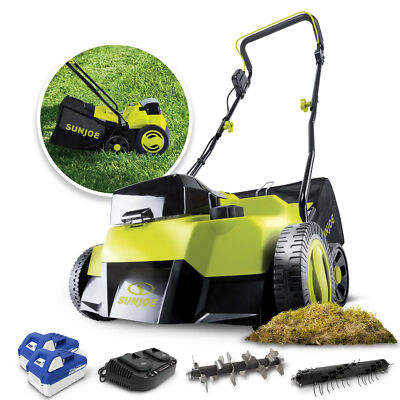 #ad #ad Sun Joe Cordless Scarifier Dethatcher Brushless Motor Batteries 24V X2 DTS15 $299.99