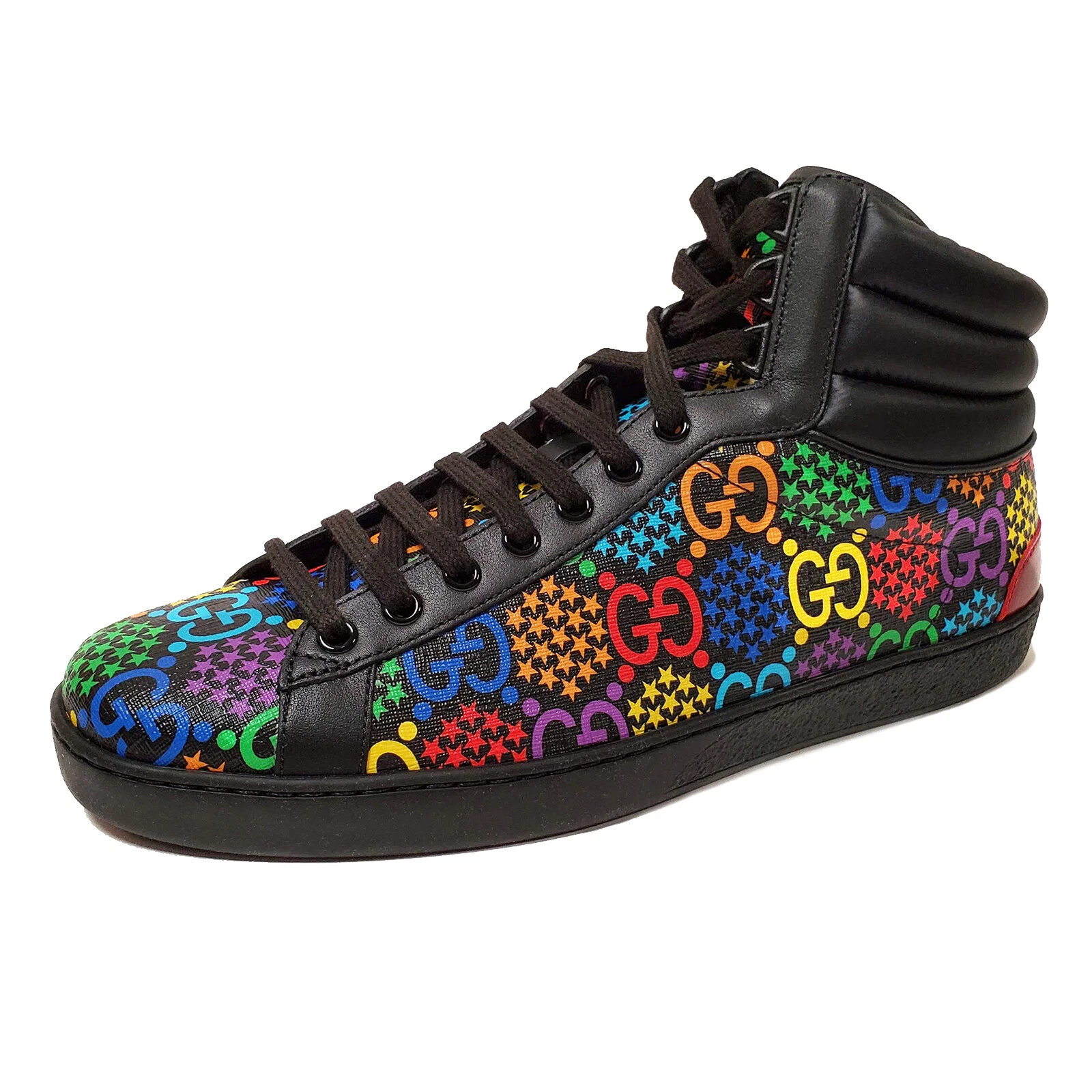 BASKETS GUCCI PSYCHÉDÉLIQUE LOGO GG SUPRÊME TOILE CUIR CHAUSSURES 8,5 G 9