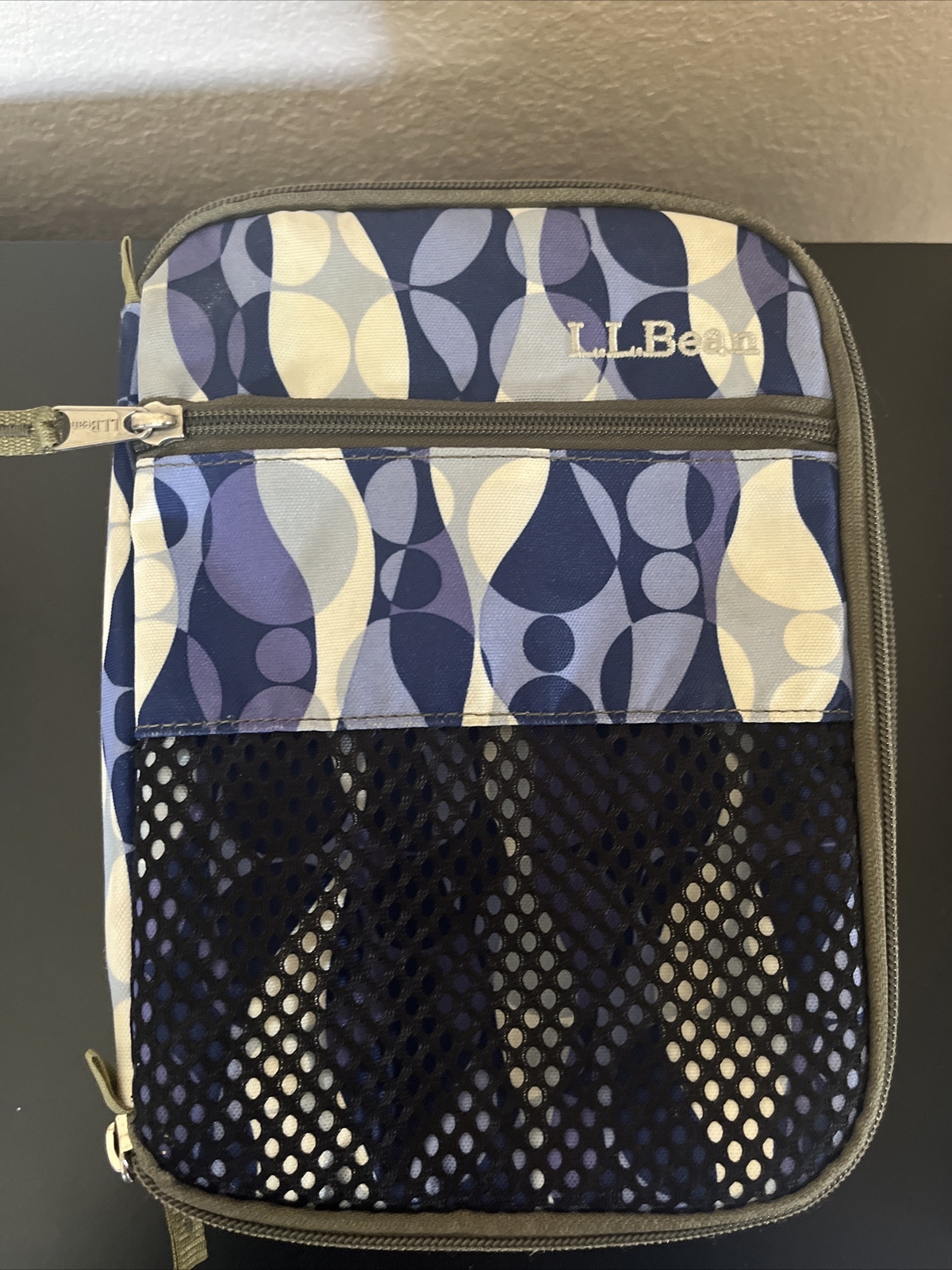 LL Bean Lunch Box Navy Blue/Black Insulated Bag Zip Lunch Cooler 3