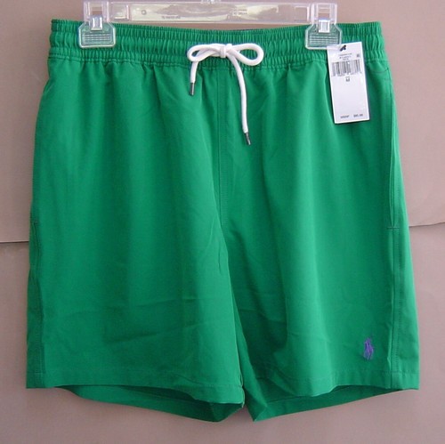 NWT $85 POLO RALPH LAUREN Mens M TRAVELER STRETCH SWIM BOXER Trunks GREEN - 第 1/4 張圖片