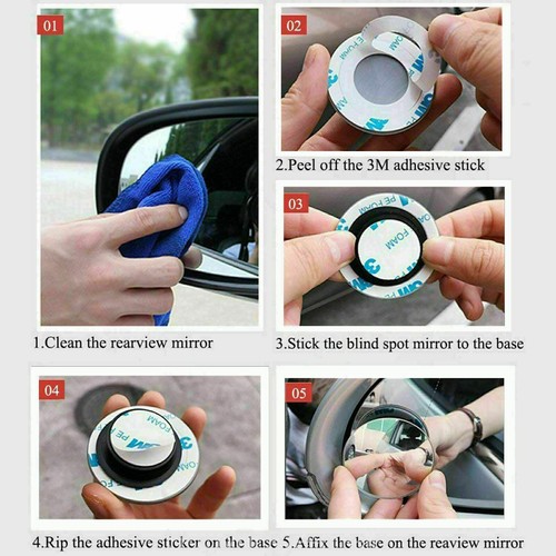 2x 360°Einstellbar Auto Blind Spot Rückspiegel Weitwinkel toter Winkel Aufsatz - Picture 5 of 11