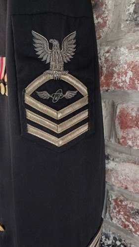 Abito vintage epoca Vietnam 1964 US Navy USNR CPO lana blu uniforme giacca e pantaloni - Foto 5 di 20