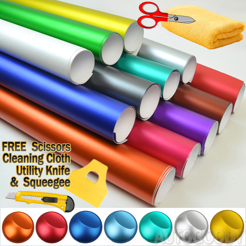 Premium Satin Matte Chrome Metallic Vinyl Film Car Wrap Sticker Air Bubble Free