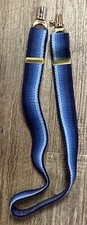 Retro Vintage 80 s Stretch 26 Belt Blue Stripes Brass Slide Lock Buckle