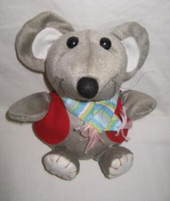 Squeaking Rat Mouse in Red Vest and Blue Scarf - 7"