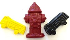 10 sets of 3 FIRE TRUCK ENGINE HYDRANT Transportation Crayon Party Favor