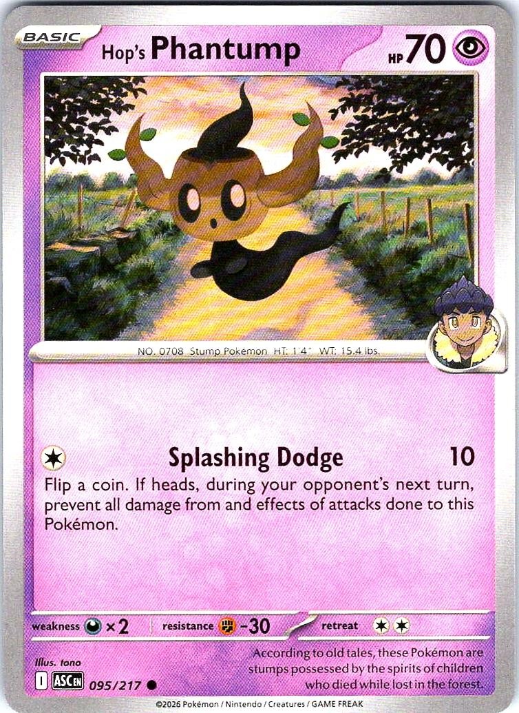 Hop's Phantump 095/217 Common Ascended Heroes Pokemon Near Mint