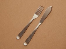 VINTAGE ART DECO BROGGI MILANO SET 12 POSATE PESCE ALPACCA ARGENTATE