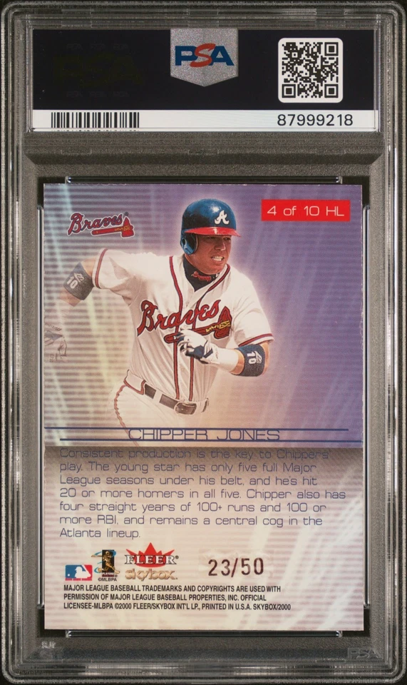 Skybox Premium 2000 nivel superior estrella rubíes paralelo #4 astilladora Jones #/50 PSA 6 Foto 2 de 2