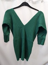 Weekend MaxMara OCEANO Ribbed V-Neck Jumper Top Emerald Green Large L NWOT