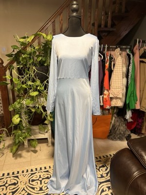 YAS Sky Blue Backless Evening Dress   Elegant Lightweight Formal Gown