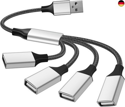 USB Splitter 1 zu 4 Kabel Mehrfachstecker USB-Port Verteiler Weiche Adapter Stec