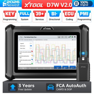 XTOOL D7W V2.0 Car Bidirectional Diagnostic Tool All System AI Scanner 39+ Reset