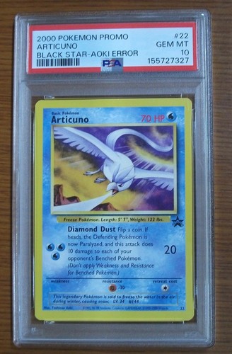 2000 Pokemon Black Star Promo Aoki Error Articuno #22 Card PSA 10 Gem Mint