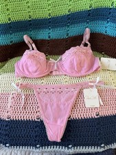 Rene Rofe pink lingerie set Size L can fit a medium Coquette