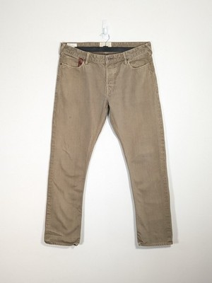Paul Smith Red Ear 12.25oz Selvedge Jeans W36'' Tan Tapered Leg Slub Denim