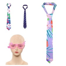 Fox Nick Necktie Blue Striped Tie Halloween Nick Wilde Tie Daily Wear Glasses