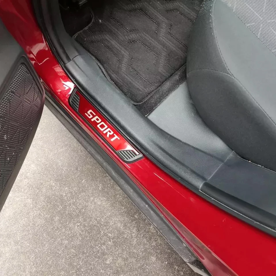 4PCS Car Door Sill Protectors for Toyota Accessories Door Sill Strip Scuff Plate Foto 4 de 4