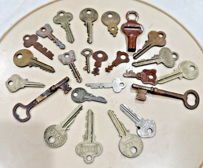 Vintage Mixed Key Lot 24 Keys Yale Segal Skeleton Roller Skate Wise Lock More