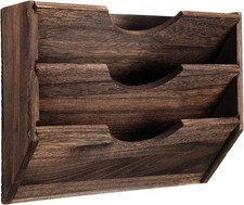 3 Wall Wood File Organizer Hanging File Organizer for Office Rustic Paper Mail