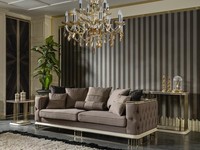 Sofa 3 Sitzer Braun Design Luxus Polster Stoff Wohnzimmer MöBel Elegantes Neu