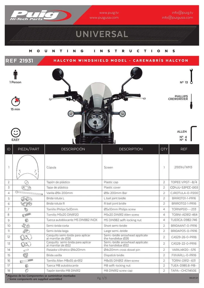 Luz de humo para parabrisas Puig Halcyon para Kawasaki Zephyr 750 (91-99) Foto 2 de 4