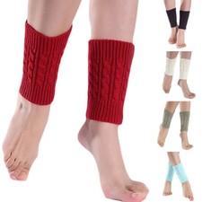 Women Girls Boot Knitted Cuffs Short Crochet Solid Color Warm Leg Warmers