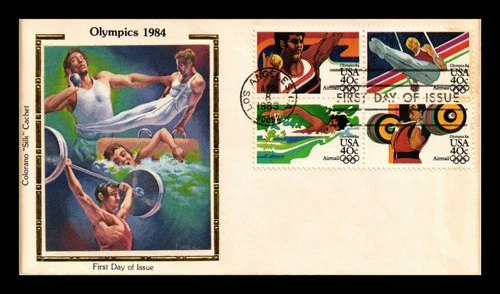 DR JIM STAMPS US COVER OLYMPICS 40C AIR MAIL FDC SETENANT COLORANO SILK CACHET