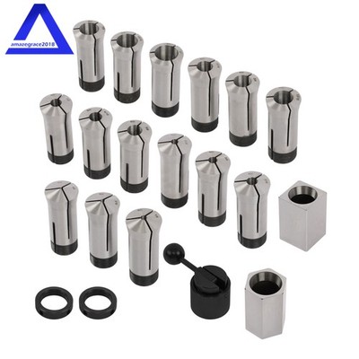 5Pcs 5C Hex & Square Collet Block Set & 15Pcs 5C Collet Set 1/8-1'' By 16ths