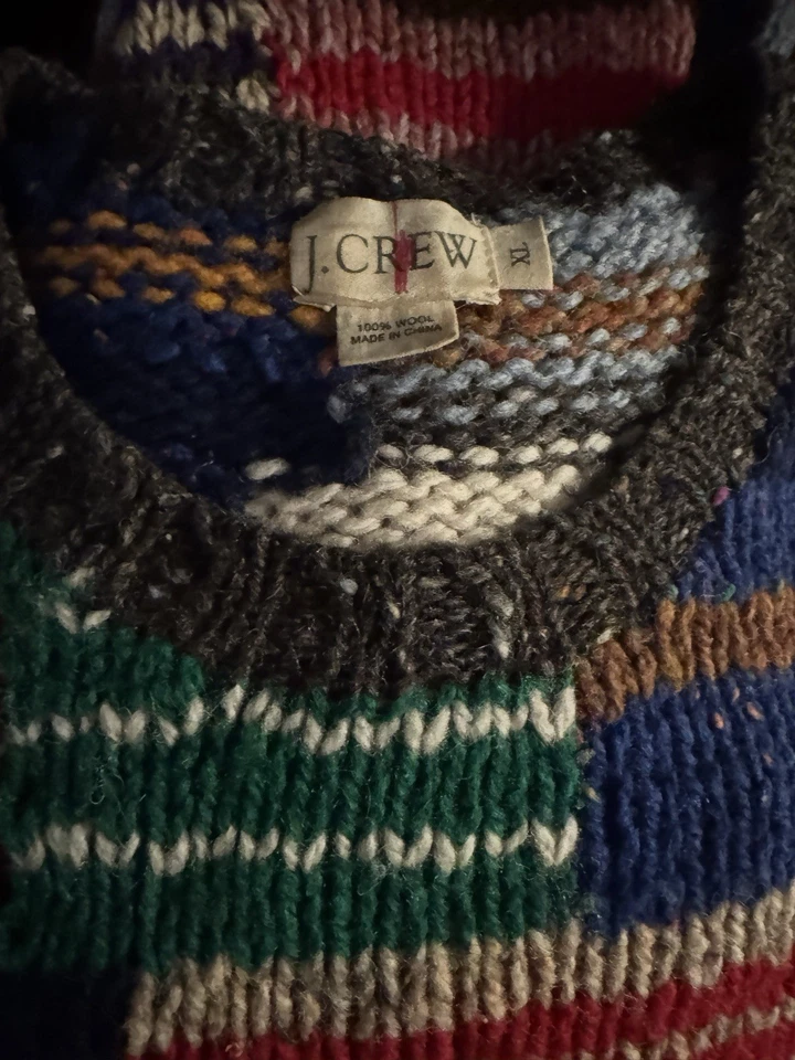 Vintage J. Crew Patchwork Sweater XL/XXL Multicolor Excellent! - Image 3 of 3