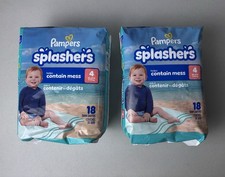 2 Packs Pampers Splashers Swim Diapers Size 4 20-33 lb 36 total diapers