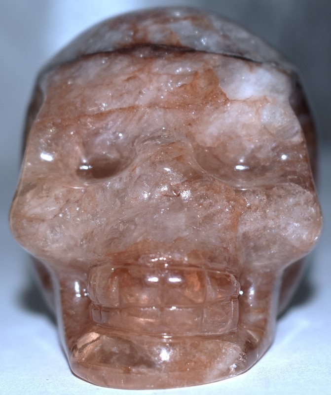 Very Cool Fire Quartz Skull w/Rainbows 3.13"/387 Grams