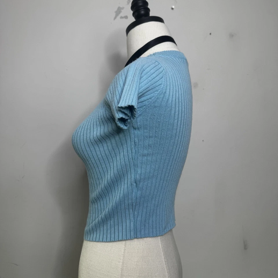 Camiseta corta vintage Y2K azul acanalada bebé indie hada patinadora grunge it niña S Foto 3 de 4