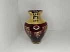 Vecchia Murano Ferro and Lazzarini Ruby Red Glass 22k Gold Leaf Vase Italy Glass