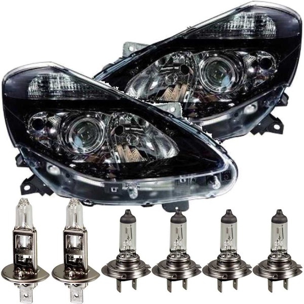 Scheinwerfer Set FüR Renault Clio III R Bj. 09->> Schwarz Mit Kurvenlicht 2O1-image