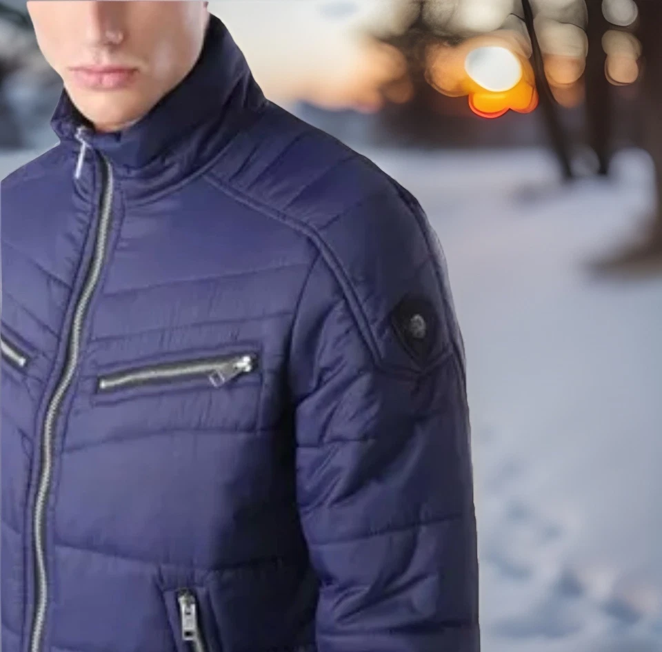 Y2K Diesel W-Izumo Plumón Acolchado Estilo Motociclista Chaqueta Azul Para Hombre Talla Pequeña Talla S Foto 4 de 4