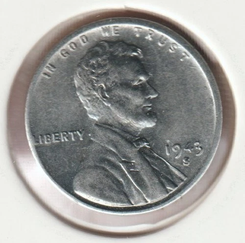 1943 WWII Lincoln Wheat Steel Penny Collectible US Collection Very Good War Coin