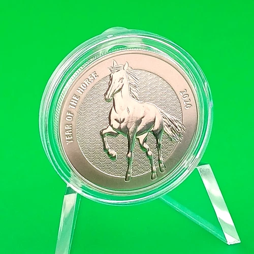 2026 Year of the Horse 1 oz .999 Fine Silver round Lunar Zodiac In Capsule