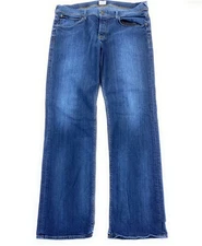 Hudson Men's Clifton Bootcut Button Fly Stretch Distressed Blue Jeans 38x34