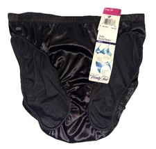 Vintage NOS 90  s Vanity Fair Black Glossy Second Skin Satin Bikini Panty Sz 7