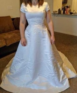 satin scoop neck wedding dress
